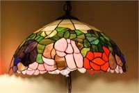 1970'S HANGING STAINED GLASS LOOK FIXTURE