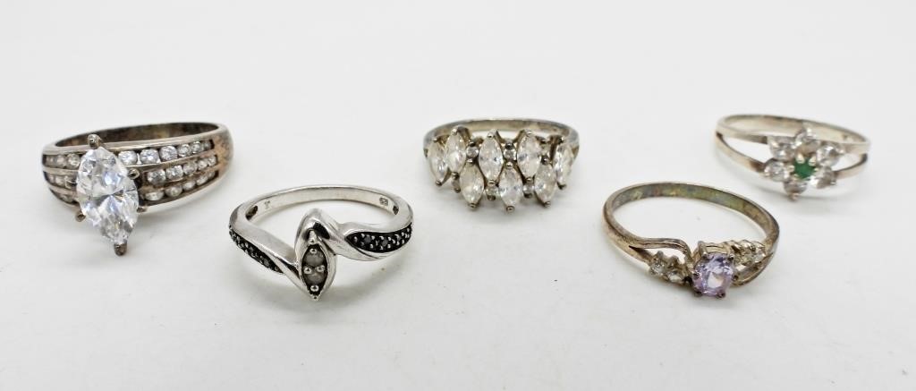 5 STERLING BRIDAL RINGS