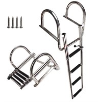 COC-LF 4 Steps Pontoon Boat Ladder, Stainless
