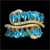 Natural Brazil Rare Blue  Apatite Ring