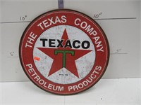 Texaco tin sign, repro, 12" dia