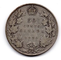 1920 Canada 50 Cent Silver Coin