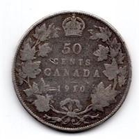1910 Canada 50 Cent Silver Coin