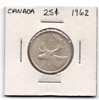 1962 Canada 25 Cent Silver Coin