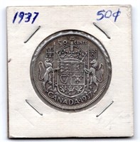 1937 Canada 50 Cent Silver Coin
