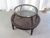 Tiered Metal Side Table w/ Glass Top