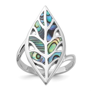 Sterling Silver- Polished Abalone Leaf Ring