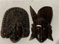 CARVED MASK WALL HANGINGS 7" H