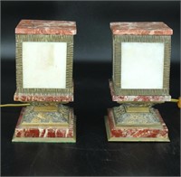 Pair Fer Forge and Marble Table Lamps