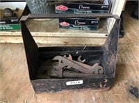 Metal Tool Caddy w/ Pipe Wrench &