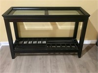 Glass Top Cherry Wood Console Table