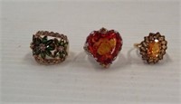 (3) Sterling silver rings. Sizes include (2) 9