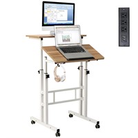 Hadulcet Mobile Standing Desk with Charging Stati