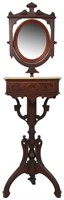 Carved Walnut Marble Top Shaving Stand