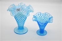Fenton Blue Opalescent Vases (2)