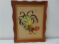 Vintage Embroidered Rooster Wall Art