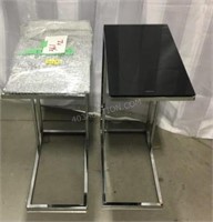 2 Side Tables w/Black Glass Top & Chrome Legs