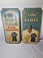 2 Pabst Blue Ribbon Wooden Signs