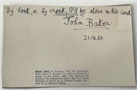 Actor John Baker autograph note