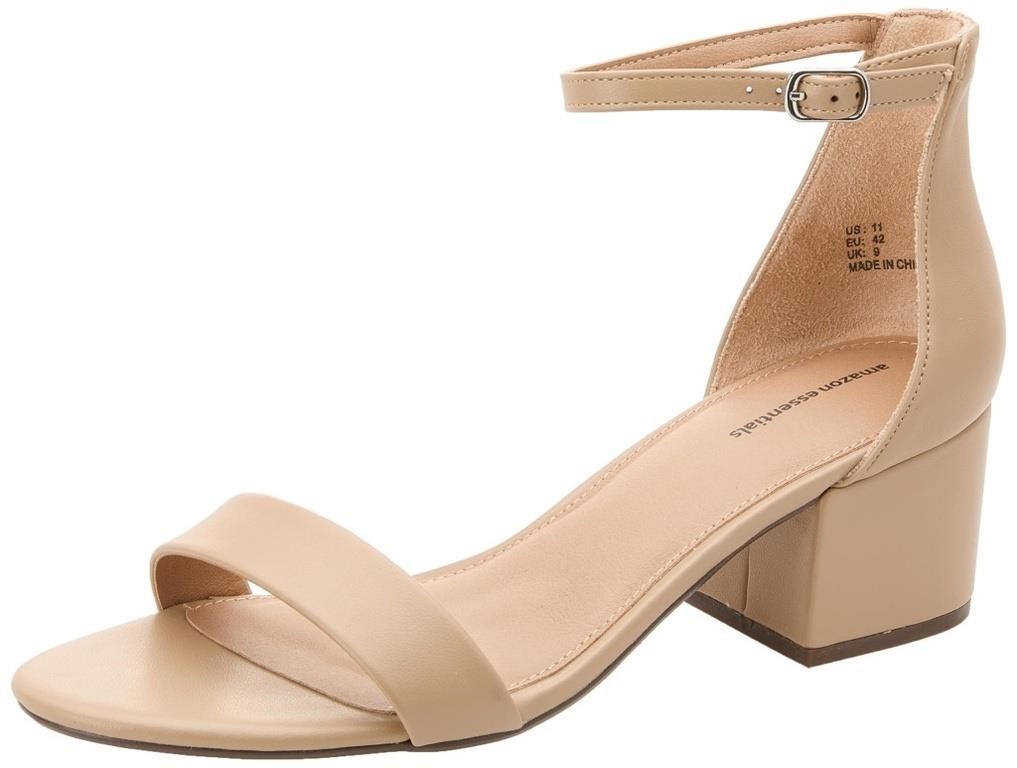 Essentials Women's Two Strap Heeled Sandal, Beige