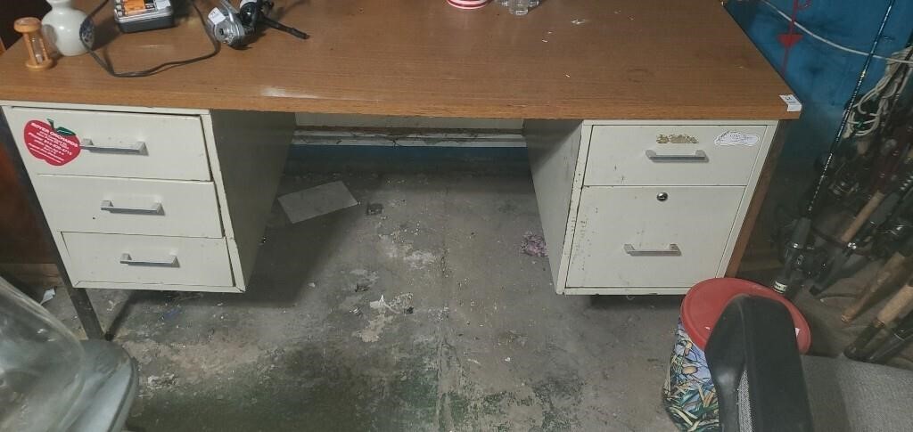 Metal Desk and chair.