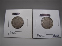 Pair of 1912 V Nickels