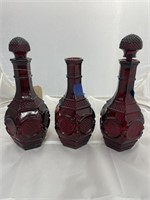 3 Avon Ruby Red Glassware - Decanters