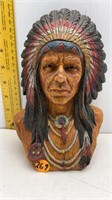 8" TALL RESON INDIAN CHIEF STATUE