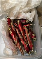 Red and Gold Glass Icicle Ornaments