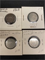 (4) Shield Nickels
