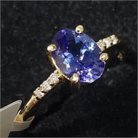 $3300 10K Natural Tanzanite(1ct) Diamond(0.05ct) R