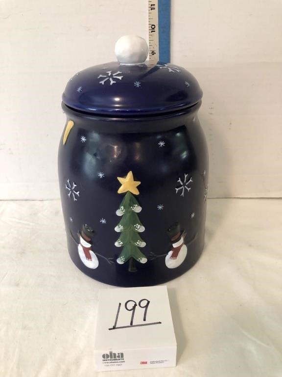 Blue snowman cookie jar