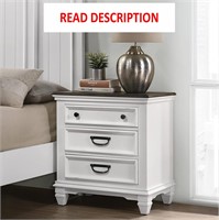 Roundhill 3-Drawer Nightstand  White