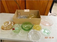 Assorted colored glass & dishes