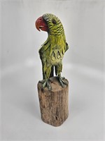 Resin Parrot on Driftwood 12" Tall