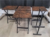 Group of 4 Artex tray-tables with stand