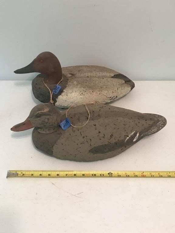 Pair of Cork Duck Decoys 17-18"L