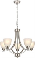 5 Light Transitional Chandeliers Brushed Nickel