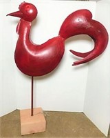 Painted Metal Rooster Sculpture
