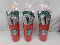 3 Starbucks coffee mug w/ lid gift set best by: ?