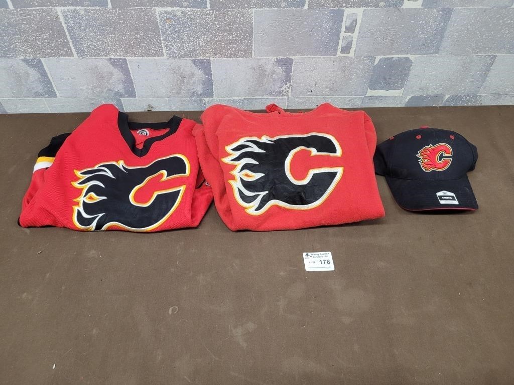 Flames youth size XL, adult S, and cap