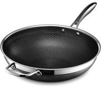 HEXCLAD HYBRID NONSTICK WOK, 12-INCH, STAY-COOL