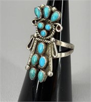 Signed Sterling Silver Zuni Turquoise Kachina ring
