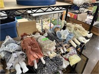LARGE LOT OF DOLLS / CONTENTS OF SHELF PICTURED