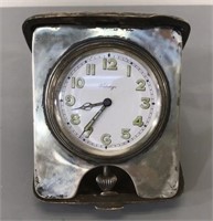 Portable 8 Day Clock w/Sterling Silver Case -works