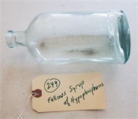 Fellows Syrup of Hypophosphorous old aqua bottle