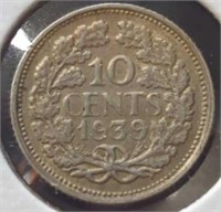 Silver 1939 Netherlands coin