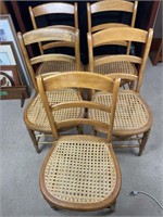 Set a five Cain seated chairs
