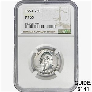 1950 Washington Silver Quarter NGC PF65