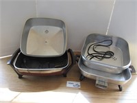Two Electric Frying Pans with Lids